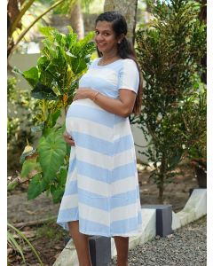 Maternity Short Zipless Dress-  Gilda  Sky Blue
