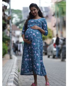 Maternity Short Zipless Dress- Gilda P Blue