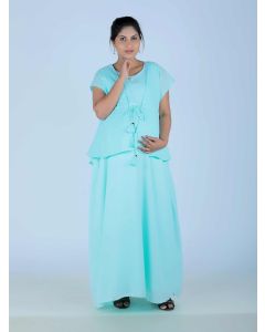Maternity Maxi Dress with Hakoba Jacket (Linda Blue)