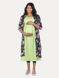 Maternity Sleeveless Dress with Jacket- Indra L Green