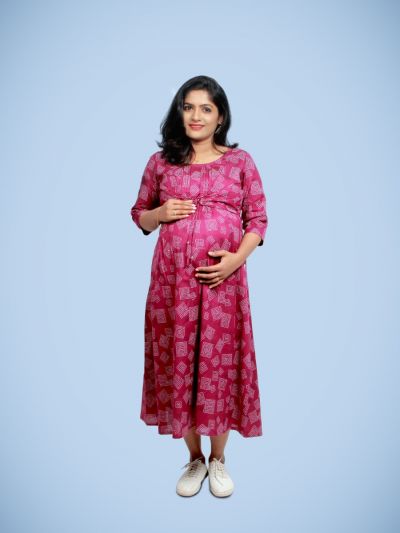 Printed Cotton Maternity Feeding And Nursing Nighty, Pink at Rs 299/piece  in Bardhaman