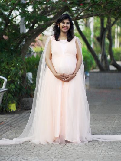 Maternity Baby Shower Photoshoot Trail Gown - Red