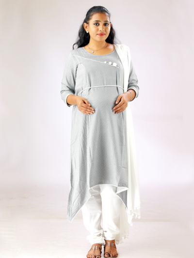 Buy Teal Blue Brown Printed Cambric Cotton Kurta with White Modal Pants   Set of 2  FC22KS07ANAS2  The loom